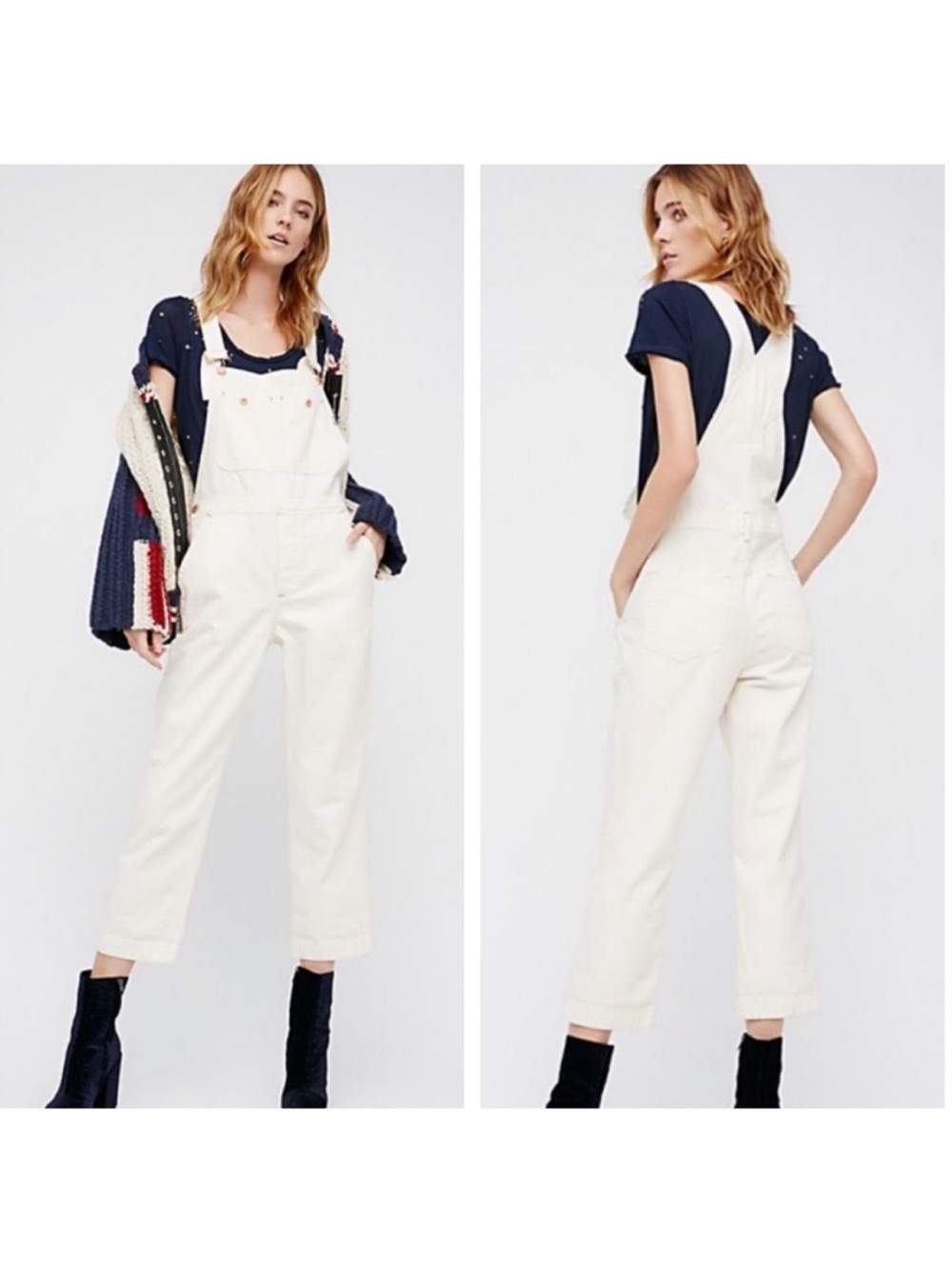 Free People Boyfriend Denim Overalls